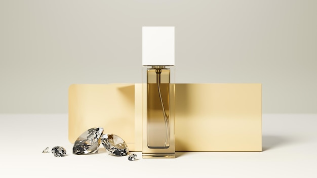 Elegantie dames parfumflesje essentie schoonheidsproduct realistische 3D-rendering 3d illustratie