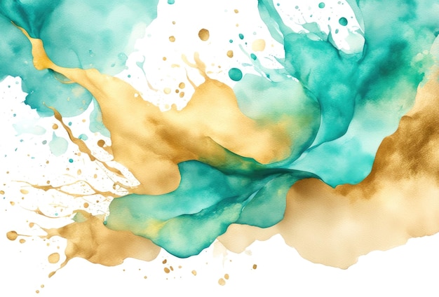 Elegantie van teal- en gouden aquarellen