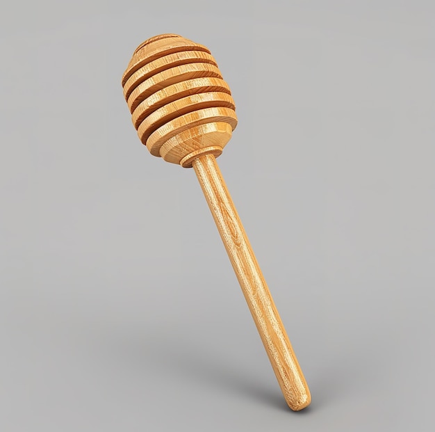 Elegantly crafted wooden honey dipper isolated on a neutral background