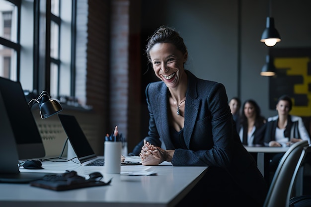 Elegantly dressed businesswoman posing for photo Generative AI