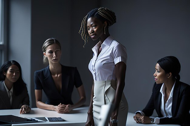 Elegantly dressed businesswoman posing for photo Generative AI