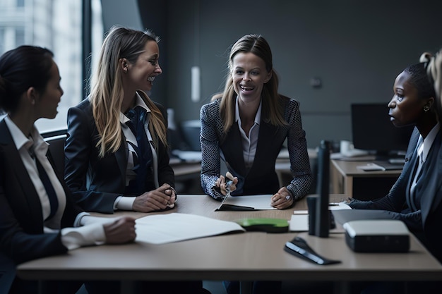 Photo elegantly dressed businesswoman posing for photo generative ai