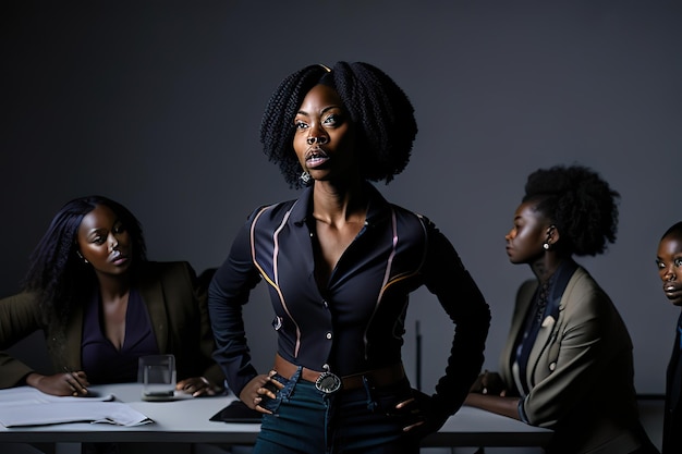 Foto donna di affari elegantemente vestita che posa per la foto ia generativa