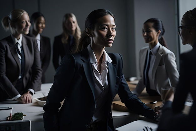 Elegantly dressed businesswoman posing for photo Generative AI