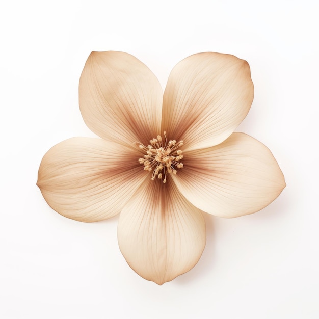Elegantly Timeless A Vintage Light Brown Flower with Five Petals on a White Canvas