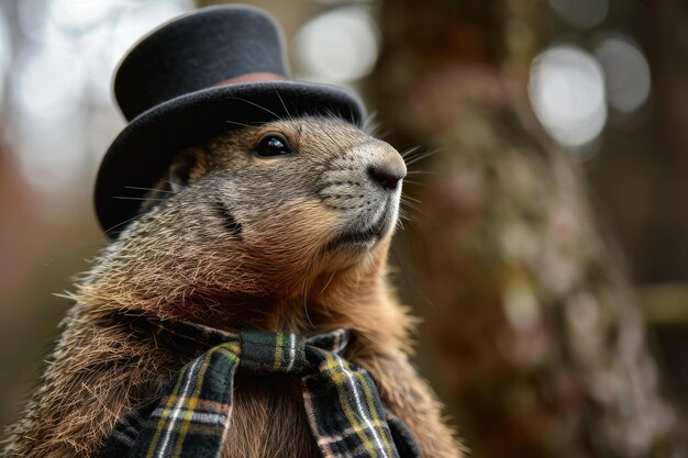 Photo elegantlyclad anthropomorphic marmot wearing aristocratic furry coat generate ai