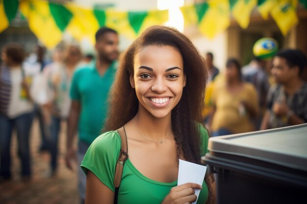 Eleitora brasileira em uma secao 選挙投票