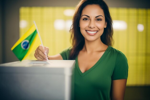 Eleitora brasileira em uma secao 選挙投票