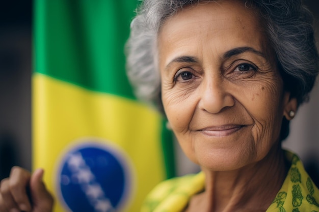 Foto eleitora brasileira em uma secao verkiezingsstemming