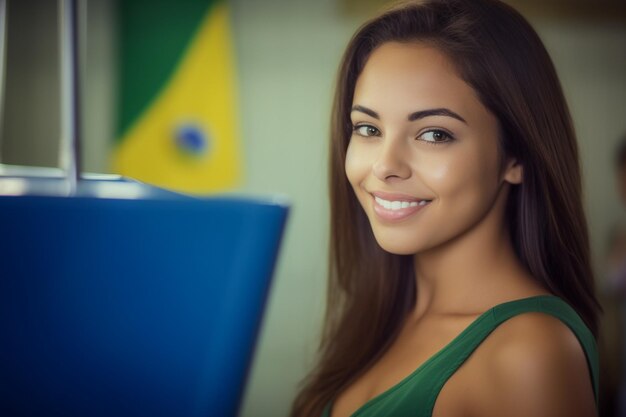 Foto eleitora brasileira em uma secao verkiezingsstemming