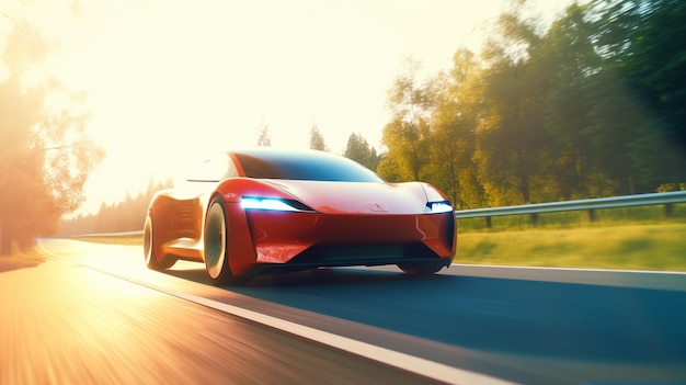 Elektrisch autoconcept onderweg Generatieve AI