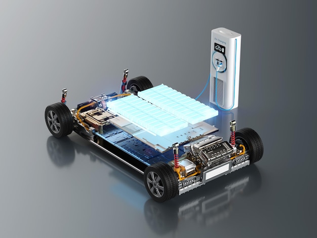 Elektrische auto-accu plug-in met ev-laadstation