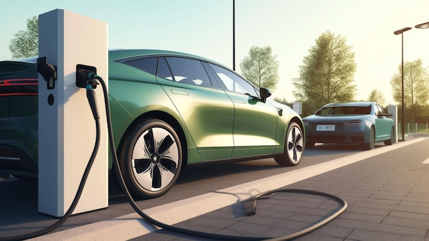 Elektrische auto op de oplaadplaats Generatieve ai