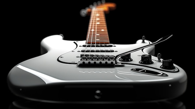 Elektrische gitaar op een zwarte achtergrond
