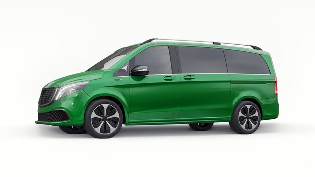 Elektrische innovatieve minivan auto 3D-model geïsoleerd op een witte achtergrond 3D-rendering