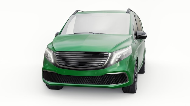 Elektrische innovatieve minivan auto 3D-model geïsoleerd op een witte achtergrond 3D-rendering