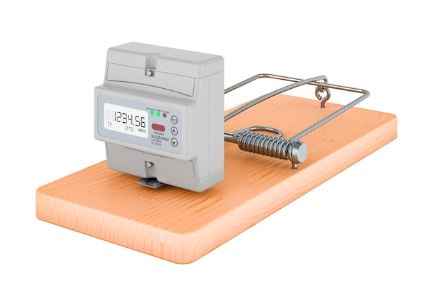 Elektrische meter binnen muizenval 3D-rendering