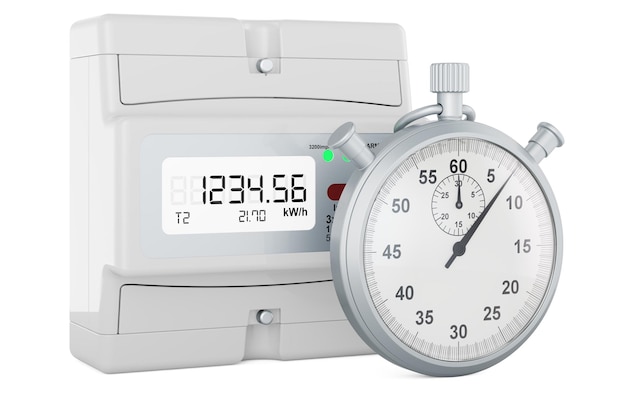 Elektrische meter met stopwatch 3D-rendering