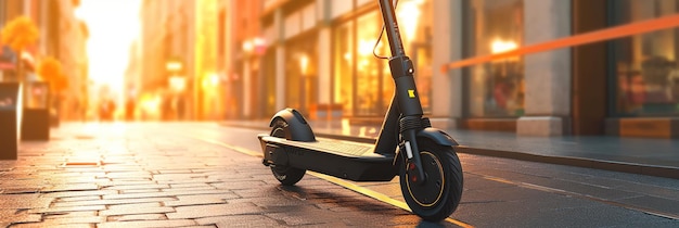 Elektrische scooter op een stadsstraat tijdens een zonnige dag Generatieve AI