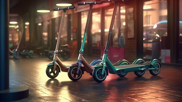 Elektrische scooters in de winkel Generative Ai