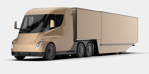 Elektrische vrachtwagen geïsoleerd op achtergrond 3D-rendering illustratie