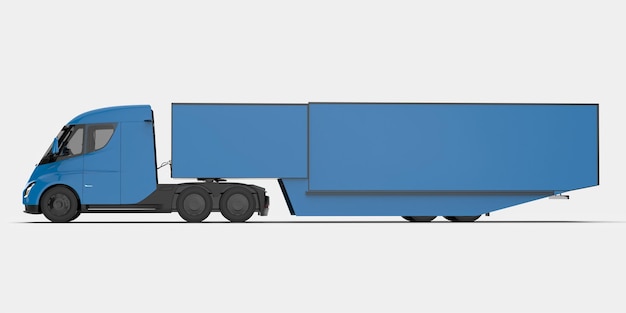 Elektrische vrachtwagen geïsoleerd op achtergrond 3D-rendering illustratie