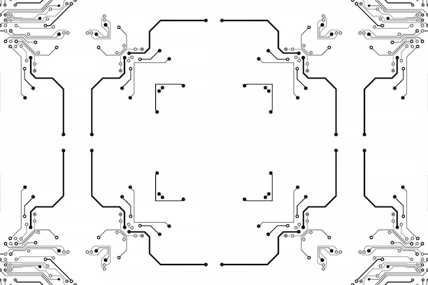 Foto elektronica spaanplaat. printplaat elektronisch high-tech model, digitale technologie. illustratie abstracte computerchip. zwarte monochrome microchip, isoleren op witte achtergrond