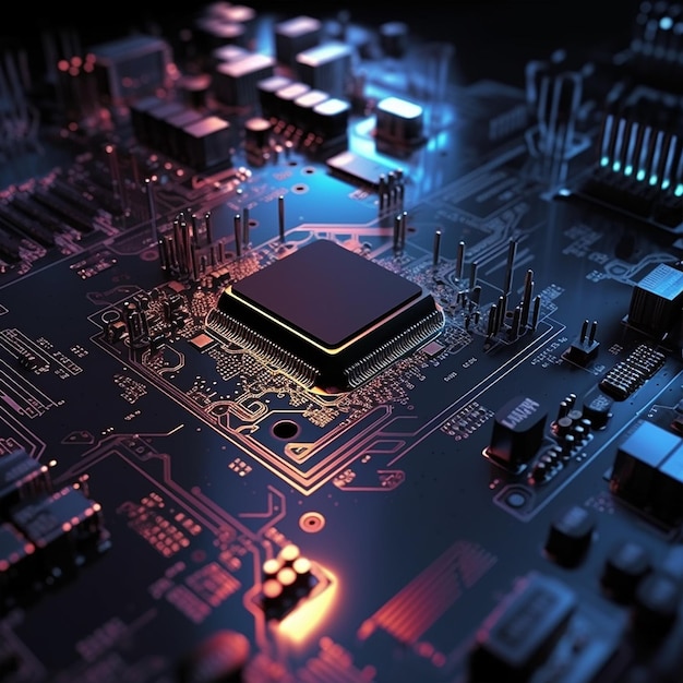 Elektronisch circuit moederbord en lasergeneratieve AI