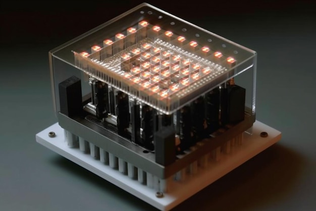 Foto elektronische apparatuur technologie lamp led productie licht heldere elektriciteit industriële generatieve ai