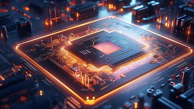 Elektronische computerhardwaretechnologie Moederbord digitale chip Ai generatief