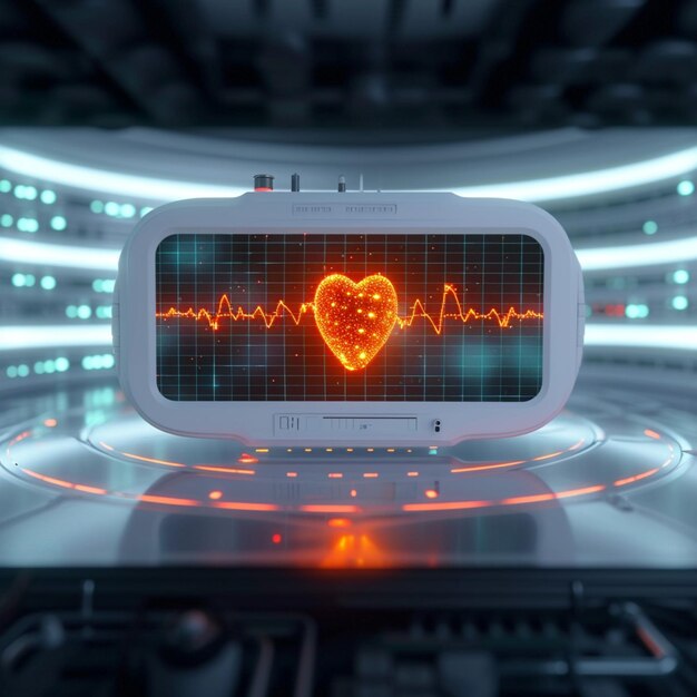 Foto elektronische puls glowing digitale hartslag lijn weergegeven op een monitor voor social media post size