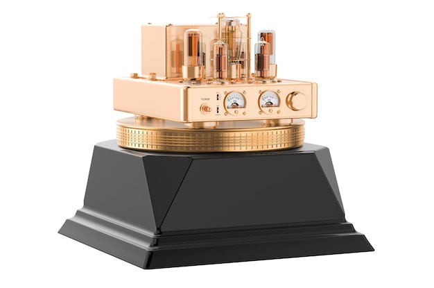 Elektronische versterker golden award concept 3D-rendering