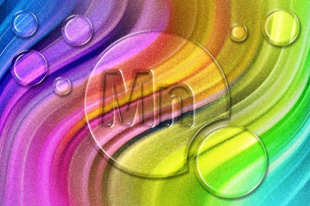 Element Mn Manganese Mineral Vitamin complex dietary supplement rainbow glitter background