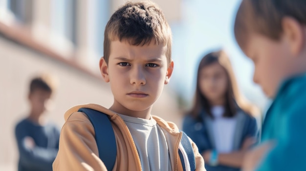 Photo elementary age bullying in schoolyard