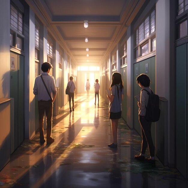 Premium AI Image | Elementary school corridor