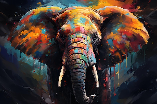 Elephant abstract color art