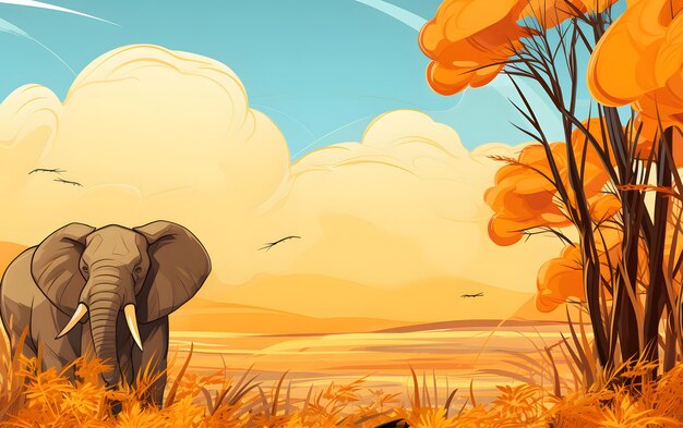 Photo elephant and the african savana background