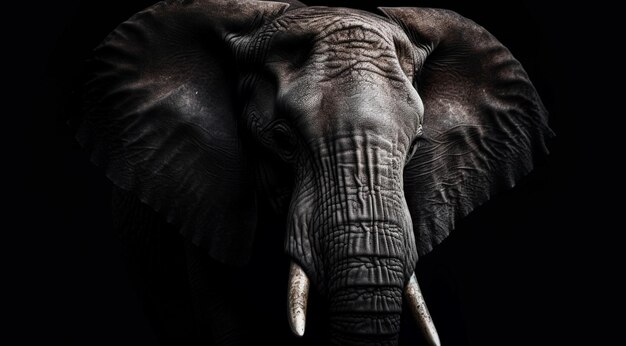 Elephant on a black background created with Generative AI technology