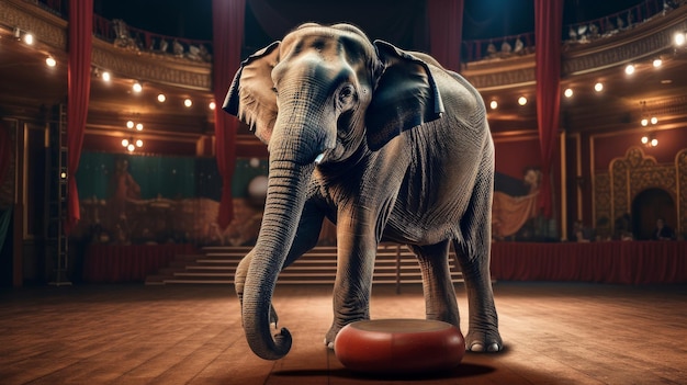 Elephant in circus Illustration AI GenerativexA