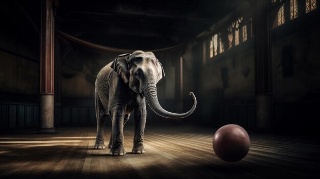 Elephant in circus Illustration AI GenerativexA