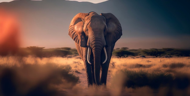 Elephant closeup photography of a elephant in africa Generative AI