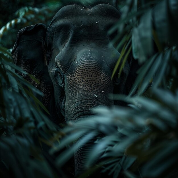 Foto elefante nella fitta giungla