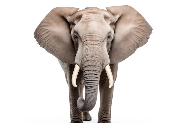 Elephant Face Shot Isolated on White Background Generative AI