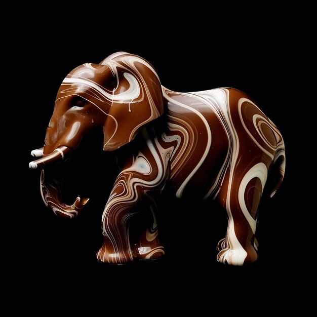 Elephant Formed in Chocolate Material Opaque With Brown Liqu Background Art Y2K Glowing Concept