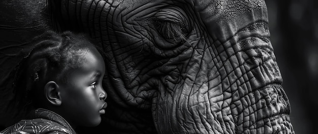 elephant and girl AI generated