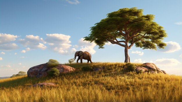 Слонный холм рядом с деревом животное тайский палатковый лагерь фотография изображение Ай создал искусство