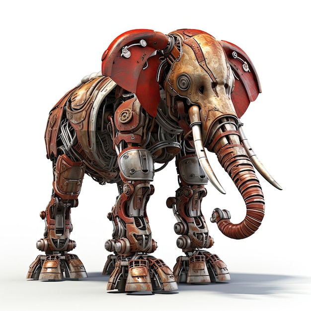 elephant illustration 3d character rusty zombie art