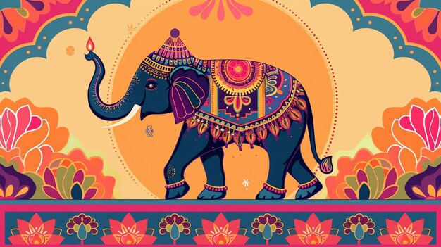 Photo elephant indian diwali background for greeting card