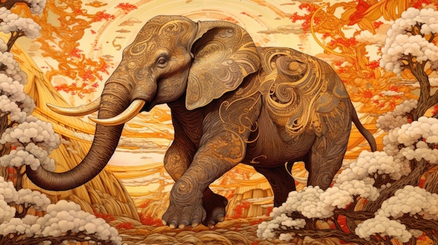 An elephant in a landscape with the words " elephant " on the cover.