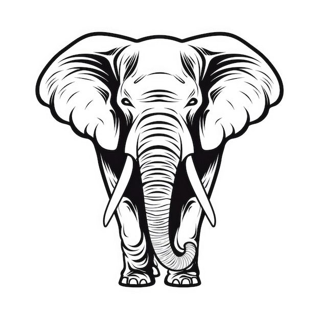 Elephant logo black and white AI generated Image